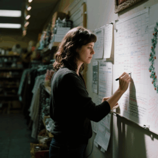 Independent retailer mapping out a seasonal retail plan.