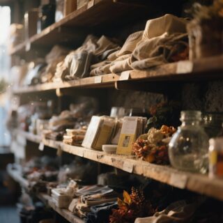 over stock filled shelves